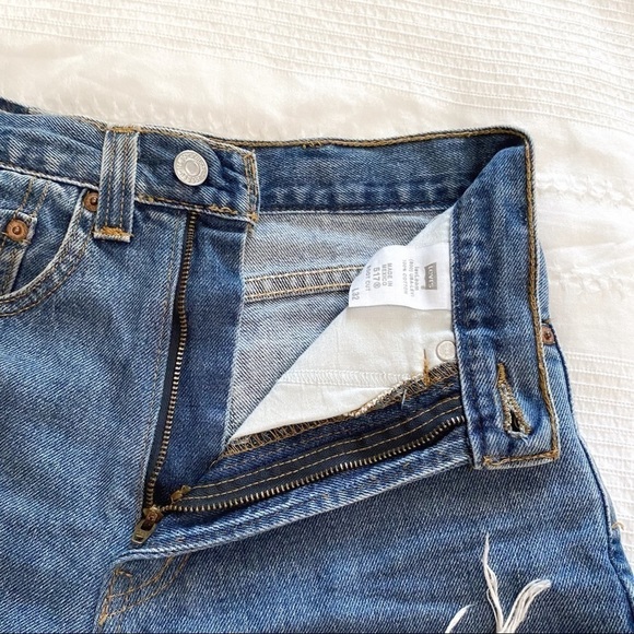 LEVI’S 517  BOOTCUT DIY HIGH RISE FRAYED ULTRA SHORT DENIM SHORTS - XS - Picture 5 of 9